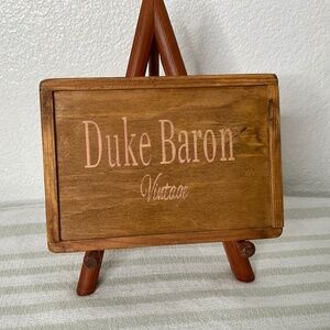 Duke Baron Vintage Brass Decanter Liquor Tags Set Storage Box Only